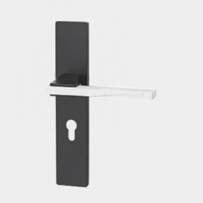 Z501-626 Country Style Zinc Alloy Lever Handle on Rectangle Backplate for Hallway in Black Nickel+Marble